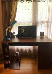 Rectangular  Computer Desk with Adjustable Shelves and Cabinets Office Table - Picture 1 of 13