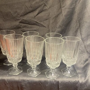 7 Fostoria Heritage Clear Water Goblets 7" Deep Heavy Lead Crystal Vintage Tea - Picture 1 of 7