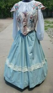 3 Piece Civil War Set Skirt Guimpe (Blouse) Swiss Bodice Woman's Size Small New
