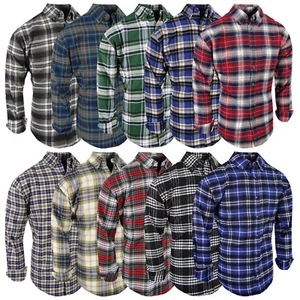 Plaid Flannel Shirt Mens Soft Button Down Collar Chest Pocket Great New Colors - Picture 1 of 30
