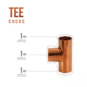 1 1/4"in C x C x C Copper Tee Pipe Plumbing Fitting Sweat Connections NEW USA - Picture 1 of 1