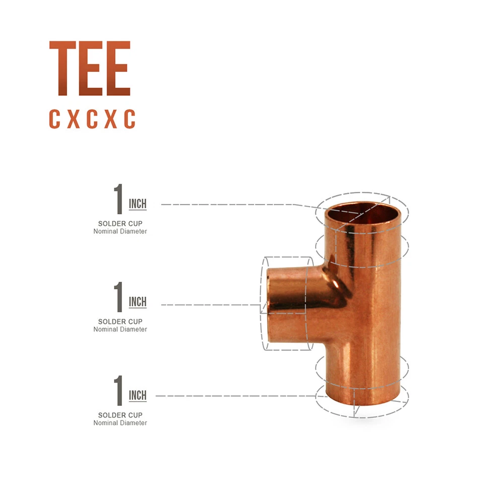 1 1/4"in C x C x C Copper Tee Pipe Plumbing Fitting Sweat Connections NEW USA  - Image 1 of 1