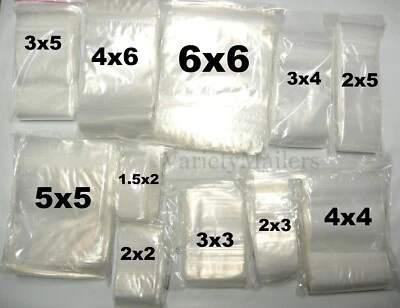 100 Small Reclosable Clear Storage Baggies 17 Sizes to Choose From Top Quality - Image 1 of 4