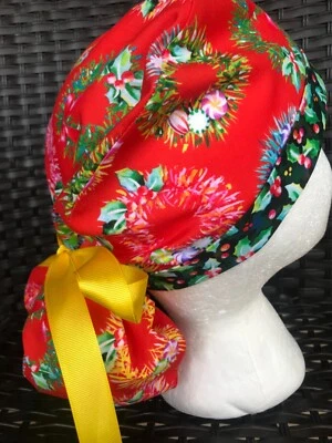 Christmas🎄Fall🍁 Surgical cap ponytail style women’s large scrub hat ribbon tie - Image 1 of 4