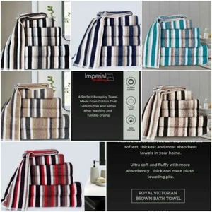 Limited Edition Royal Victorian Stripe 100% Pure Cotton, 550 GSM Towel Range - Picture 1 of 13