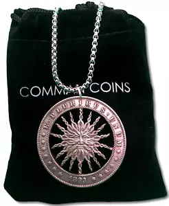 Hobo Coin Cut Coin Necklace Lugh Celtic God of the Sun Old US Jewelry Art Dollar - Picture 1 of 4