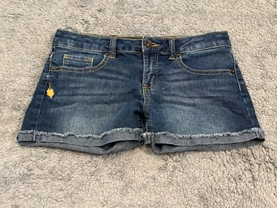 Lucky Brand Shorts Girls 12 Blue Jeans Adjustable Waist Raw Hem Riley Cut Off - Image 1 of 4