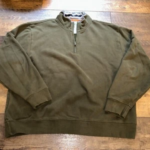 EUC Mens Orvis Olive Green 1/4 zip pullover cotton blend sweatshirt size XL - Picture 1 of 6