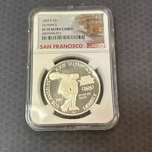1983-S Olympics Commemorative Proof Silver Dollar, Discus, NGC PF 70 Ultra Cameo - Picture 1 of 2