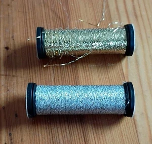 Lot 2 Kreinik Balger Metallics Blending Filament 100m (110 Yds) Gold 001 Silver - Picture 1 of 3