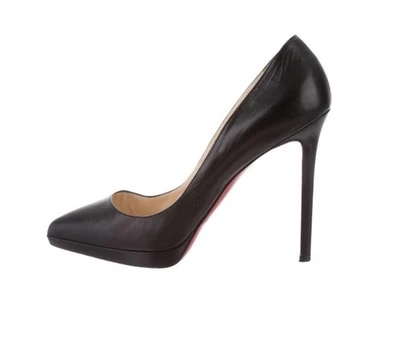 Christian Louboutin Pigalle Plato 100 Black Leather Sz 39.5 - Image 1 of 4