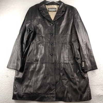 Abrigo de cuero negro vintage Wilsons para hombre 2XL NUEVO CON ETIQUETAS $350 Foto 1 de 4
