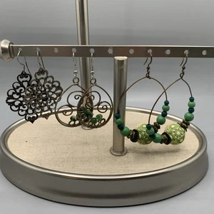 Lote de 3 Pendientes Estilo Bohemio Mezcla Metal, Piedra Natural y Cuentas de Vidrio - Imagen 1 de 7