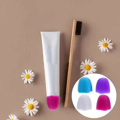 4 Pcs Toothpaste Caps Silicone Dispenser Cover Squeezer Travel Tube Dispensers - Image 1 of 4