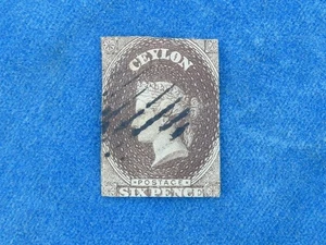 RARE ! TIMBRE Stamp CEYLAND 1850s ? 6 PENCE - A EXPERTISER To expertise - Picture 1 of 2