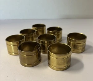 Solid Brass Napkin Rings Made in Canada Ribbed Set Of 8 - Picture 1 of 5