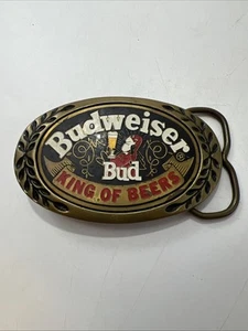 Budweiser Belt Buckle Bud Man 1980 King Of Beers Vintage Beer Collectible - Picture 1 of 8