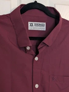 Dixxon Performance Bamboo Blend Shirt 3XL Maroon Short Sleeve D-Lux Button Front - Picture 1 of 8