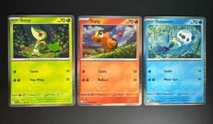 Pokemon Tepig 011/086 Snivy 001/086 Oshawott 021/086 Holo Black & White Poster - Bild 1 von 7