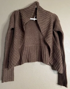 FREE PEOPLE Open Crop Brown Cardigan Sweater Women’s Medium - Picture 1 of 6