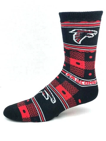 Atlanta Falcons Football Red & Black Quilt Deuce Crew Socks Cover