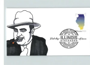 NEW! ILLINOIS STATEHOOD, 2018 Hand painted pic Gangster/ Capone, # 1 of 1 FDC - Picture 1 of 1