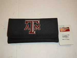 TEXAS A M UNIVERSITY BLACK CHECKBOOK WALLET ORGANIZER NEW WITH TAGS NICE - Picture 1 of 4