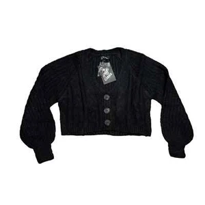 Art Class Sweater Girls Size Small Black Cardigan Cropped Knit 3 Button NWT - Picture 1 of 4