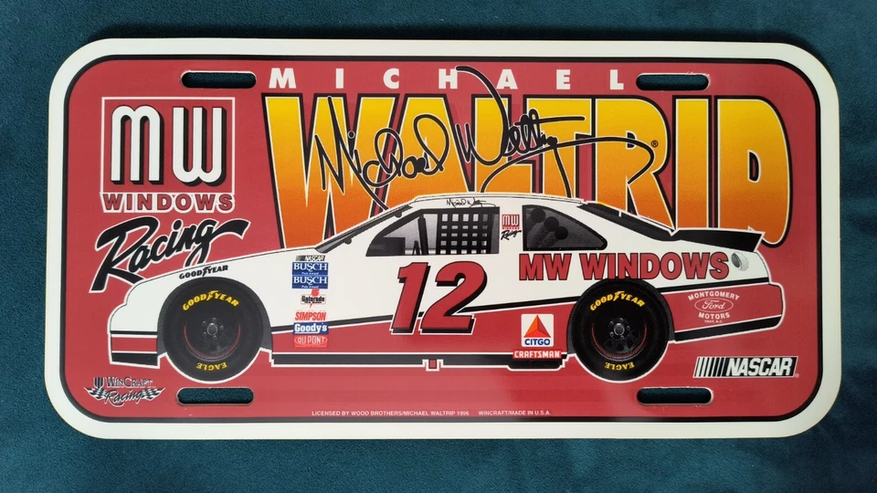 Darrell Waltrip #12 MW Windows Racing Plastic License Plate - Image 1 of 1