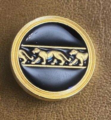 Gold Button with Gold Lions & Very Dark Navy Enamel like Finish w shank 1 inch - Image 1 of 4
