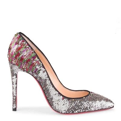 Zapatos de salón Christian Louboutin Pigalle Follies plateados y multicolores lentejuelas 100 39,5 Foto 1 de 4