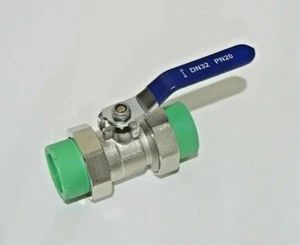Double Socket Union Ball Valve - Brass Nickel Plated - 32 X 32 mm - PPR Fusion - Picture 1 of 3
