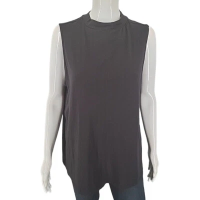 Girl With Curves Mock Neck Knit Tank Top 1X Plus Sz Black Trendy Tee Shirt - Image 1 of 4