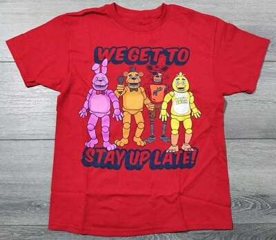 Five Nights At Freddys Shirt Boys Youth Medium Red Short Sleeve Stay Up T-Shirt - Image 1 of 4
