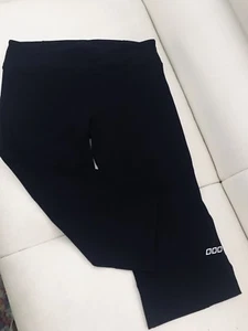 LORNA JANE WOMENS PANTS BLACK LOGO STRETCHY STRAIGHT WIDE KNEE LENGHT SZ M - Picture 1 of 4