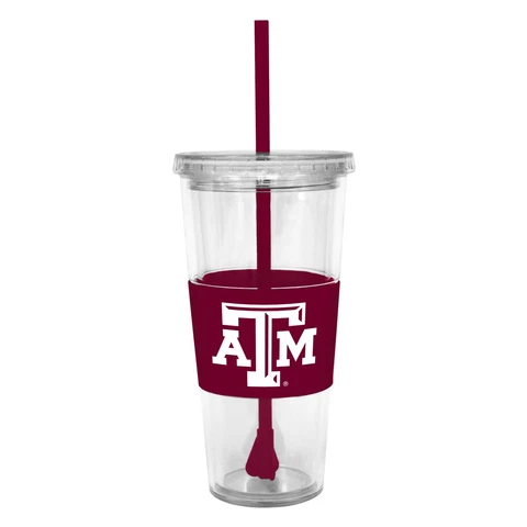 NCAA Texas A&M Aggies Straw Acrylic Tumbler, 22-ounces, Team Color Cover
