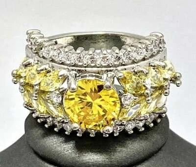  Anillo Topacio Amarillo y Blanco Talla 6 3/4 2.79 ctw Foto 1 de 3