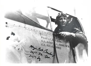Robert Bob Barkey signed 8x10 glossy photo WWII Ace pilot FG325 P-47 5V - Picture 1 of 2