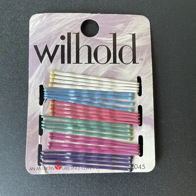 Vintage Wil-Hold Colored Bobby Pins White Blue Pink Purple Green 90s Bob Pins - Image 1 of 4