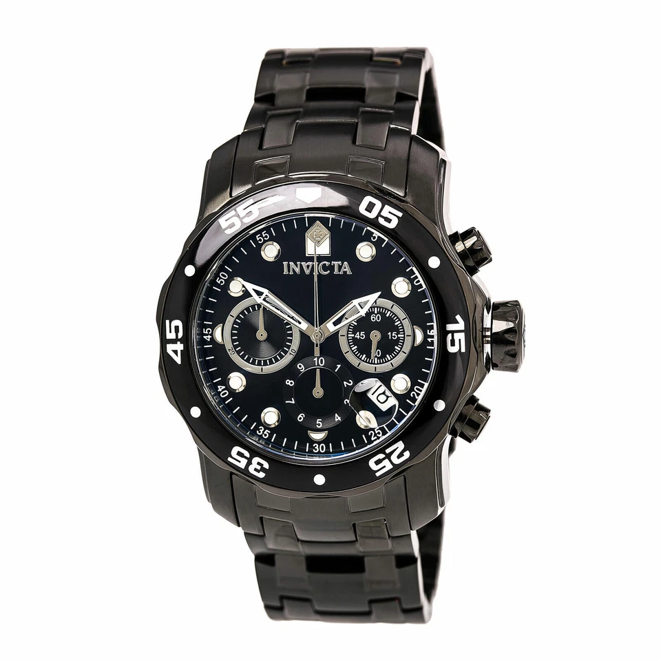 Invicta Pro Diver 0076 48mm Black Stainless Steel Case with Black Stainless Steel Band Men's Wristwatch