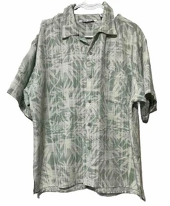 Linea Dome Button Up Shirt Mens Sz XL Hawaiian Floral Green Short Sleeve Vintage - Picture 1 of 11