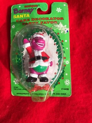 De colección Nuevo 1993 Único Barney Santa Decoración de Pastel Fiesta Favor Dinosaurio Foto 1 de 3