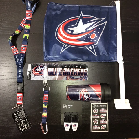 Columbus Blue Jackets 7-Piece Fan Gift Pack Lot: Tumbler Car Flag Sticker & More Cover