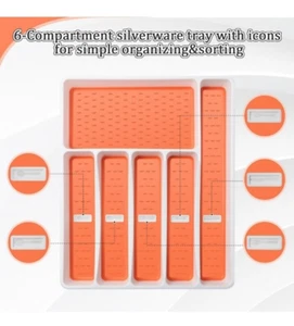 Silverware Organizer with Cutlery Silverware Tray for Kitchen Drawer - Picture 1 of 6