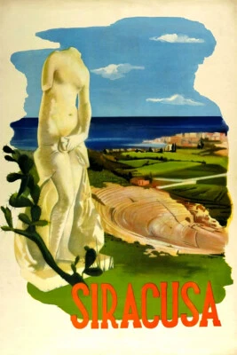Siracusa Italy Aphrodite Sculpture 1950 Original Vintage Wall Art - POSTER 20x30 - Image 1 of 4