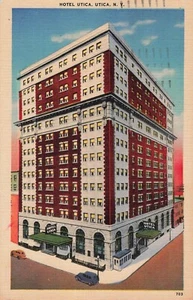 Hotel Utica New York NY Linen White Border Vintage Postcard - Picture 1 of 2