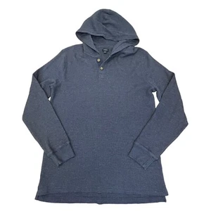 J Crew Thermal Hoodie Mens Large Blue Long Sleeve Pullover Warm Base Layer - Picture 1 of 11