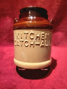 Kitchen Catch-All Container.  6" Tall.  Brown Ceramic. - Picture 1 of 4