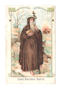 S. ANTONIO ABATE ANNO 1898 SANTINO HOLY CARD IMAGE PIEUSE HEILIGE KARTE - Imagen 1 de 2