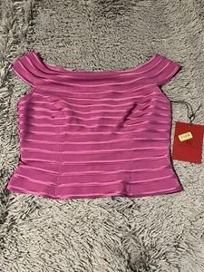 JS Collections Women’s Hot Pink Off The Shoulder Sleeveless Top Size 14 NWT - Picture 1 of 5